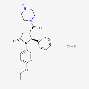 molecular formula C23H28ClN3O3 B12909548 Piperazine, 1-((1-(4-ethoxyphenyl)-5-oxo-2-phenyl-3-pyrrolidinyl)carbonyl)-, monohydrochloride, trans- CAS No. 38123-89-6