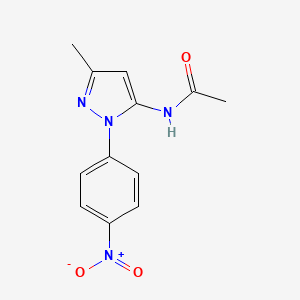 molecular formula C12H12N4O3 B12909692 N-(3-Methyl-1-(4-nitrophenyl)-1H-pyrazol-5-yl)acetamide CAS No. 77746-88-4