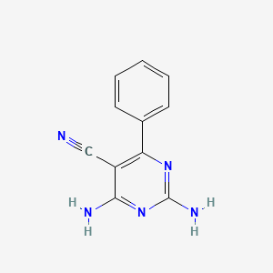 molecular formula C11H9N5 B12909702 2,4-Diamino-6-phenylpyrimidine-5-carbonitrile CAS No. 70183-20-9