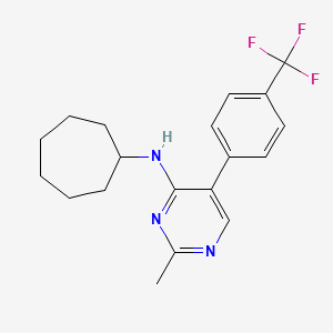 molecular formula C19H22F3N3 B12909881 N-Cycloheptyl-2-methyl-5-[4-(trifluoromethyl)phenyl]pyrimidin-4-amine CAS No. 917896-45-8