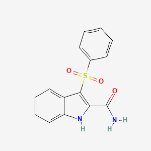 molecular formula C15H12N2O3S B12909950 1H-Indole-2-carboxamide, 3-(phenylsulfonyl)- CAS No. 540740-84-9