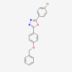 molecular formula C21H15BrN2O2 B12910124 2-(4-(Benzyloxy)phenyl)-5-(4-bromophenyl)-1,3,4-oxadiazole CAS No. 923029-44-1