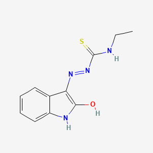 molecular formula C11H12N4OS B12910662 Hydrazinecarbothioamide, 2-(1,2-dihydro-2-oxo-3H-indol-3-ylidene)-N-ethyl- CAS No. 52722-54-0