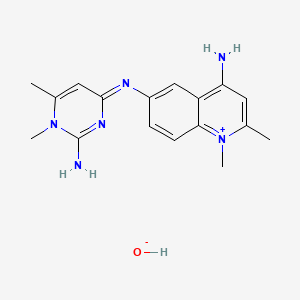 molecular formula C17H22N6O B12911289 4-Amino-6-((1,2-dihydro-2-imino-1,6-dimethyl-4-pyrimidinyl)amino)-1,2-dimethylquinolinium hydroxide CAS No. 93919-18-7