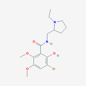 molecular formula C16H23BrN2O4 B129120 3-Bromo-N-((1-ethyl-2-pyrrolidinyl)methyl)-5,6-dimethoxysalicylamide CAS No. 152127-74-7