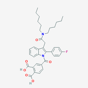 molecular formula C37H41FN2O6 B129127 2-Hexylindole-3-acetamide-N-benzenetricarboxylic acid CAS No. 152842-64-3