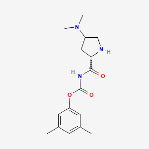 molecular formula C16H23N3O3 B12913784 3,5-Dimethylphenyl ((2S)-4-(dimethylamino)pyrrolidine-2-carbonyl)carbamate 