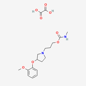 molecular formula C18H26N2O8 B12913807 3-[3-(2-methoxyphenoxy)pyrrolidin-1-yl]propyl N-methylcarbamate;oxalic acid CAS No. 23026-51-9