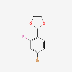 molecular formula C9H8BrFO2 B1291381 2-(4-溴-2-氟苯基)-1,3-二氧杂环戊烷 CAS No. 248270-23-7