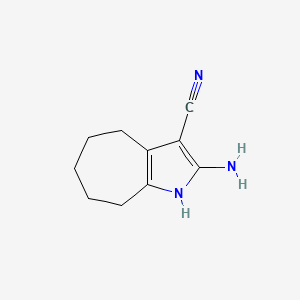 molecular formula C10H13N3 B12913874 Cyclohepta[b]pyrrole-3-carbonitrile, 2-amino-1,4,5,6,7,8-hexahydro- CAS No. 62136-29-2