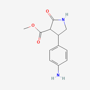 molecular formula C12H14N2O3 B12913947 Methyl 4-(4-aminophenyl)-2-oxopyrrolidine-3-carboxylate CAS No. 141076-32-6