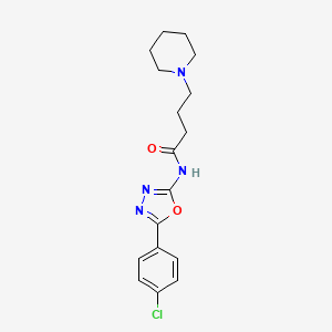 molecular formula C17H21ClN4O2 B12913984 N-(5-(4-Chlorophenyl)-1,3,4-oxadiazol-2-yl)-4-(piperidin-1-yl)butanamide CAS No. 89758-32-7