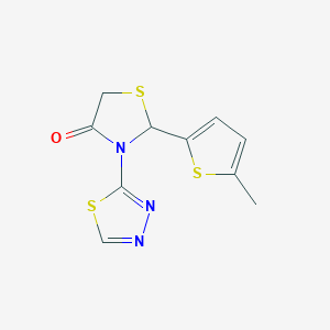 molecular formula C10H9N3OS3 B12914058 4-Thiazolidinone, 2-(5-methyl-2-thienyl)-3-(1,3,4-thiadiazol-2-yl)- CAS No. 106145-86-2