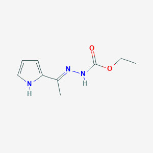molecular formula C9H13N3O2 B12914076 ethyl N-[(E)-1-(1H-pyrrol-2-yl)ethylideneamino]carbamate 