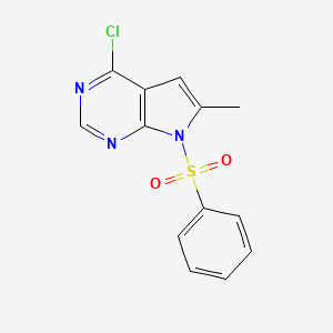 molecular formula C13H10ClN3O2S B1291437 7-苯磺酰基-4-氯-6-甲基-7H-吡咯并[2,3-d]嘧啶 CAS No. 252723-16-3