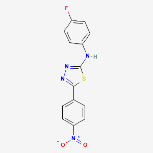 molecular formula C14H9FN4O2S B12914506 N-(4-fluorophenyl)-5-(4-nitrophenyl)-1,3,4-thiadiazol-2-amine CAS No. 827580-68-7