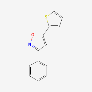 molecular formula C13H9NOS B12914639 Isoxazole, 3-phenyl-5-(2-thienyl)- CAS No. 62218-62-6