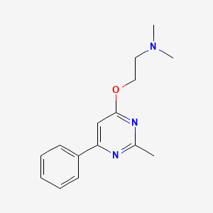molecular formula C15H19N3O B12915229 N,N-Dimethyl-2-[(2-methyl-6-phenylpyrimidin-4-yl)oxy]ethan-1-amine CAS No. 90185-75-4