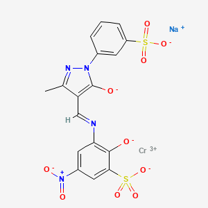 molecular formula C17H10CrN4O10S2.Na<br>C17H10CrN4NaO10S2 B12915352 sodium;chromium(3+);3-[[3-methyl-5-oxo-1-(3-sulfonatophenyl)pyrazol-2-id-4-yl]methylideneamino]-5-nitro-2-oxidobenzenesulfonate CAS No. 85958-85-6