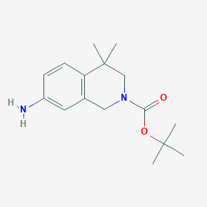molecular formula C16H24N2O2 B1291556 Tert-butyl 7-amino-4,4-dimethyl-3,4-dihydroisoquinoline-2(1H)-carboxylate CAS No. 645418-66-2