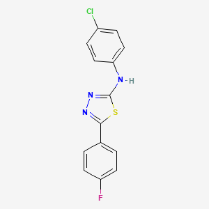 molecular formula C14H9ClFN3S B12915598 N-(4-chlorophenyl)-5-(4-fluorophenyl)-1,3,4-thiadiazol-2-amine CAS No. 827580-62-1
