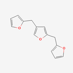molecular formula C14H12O3 B12915648 2,4-Difurfurylfuran CAS No. 64280-32-6