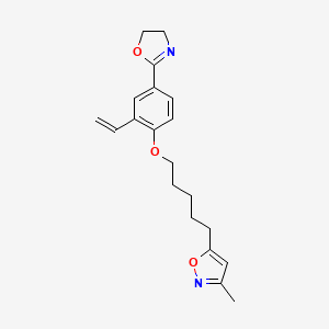 molecular formula C20H24N2O3 B12915728 Isoxazole, 5-(5-(4-(4,5-dihydro-2-oxazolyl)-2-ethenylphenoxy)pentyl)-3-methyl- CAS No. 105663-64-7