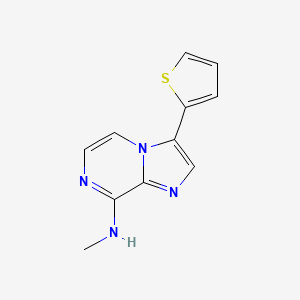 molecular formula C11H10N4S B12916049 Imidazo[1,2-a]pyrazin-8-amine, N-methyl-3-(2-thienyl)- CAS No. 825630-51-1