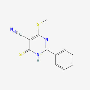 molecular formula C12H9N3S2 B12916160 4-(Methylsulfanyl)-2-phenyl-6-sulfanylidene-1,6-dihydropyrimidine-5-carbonitrile CAS No. 109228-96-8
