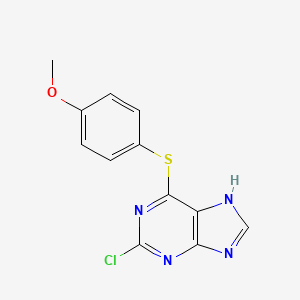molecular formula C12H9ClN4OS B12916626 2-chloro-6-(4-methoxyphenyl)sulfanyl-7H-purine CAS No. 646510-31-8