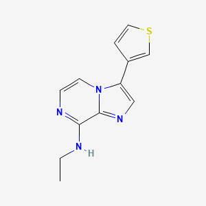 molecular formula C12H12N4S B12916631 Imidazo[1,2-a]pyrazin-8-amine, N-ethyl-3-(3-thienyl)- CAS No. 825630-37-3