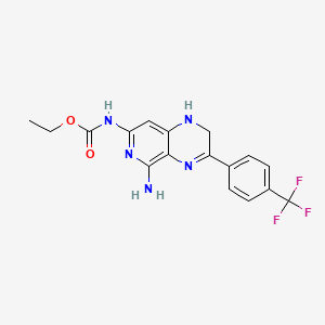 molecular formula C17H16F3N5O2 B12917197 Carbamic acid, (5-amino-1,2-dihydro-3-(4-(trifluoromethyl)phenyl)pyrido(3,4-b)pyrazin-7-yl)-, ethyl ester CAS No. 82586-03-6