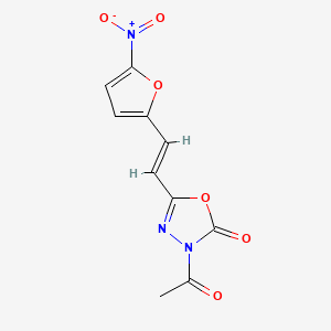 molecular formula C10H7N3O6 B12918299 1,3,4-Oxadiazol-2(3H)-one, 3-acetyl-5-(2-(5-nitro-2-furanyl)ethenyl)- CAS No. 3878-31-7
