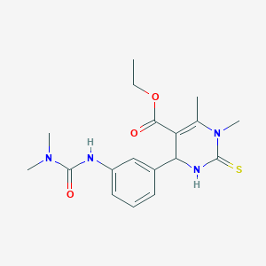 molecular formula C18H24N4O3S B12918326 Ethyl 4-{3-[(dimethylcarbamoyl)amino]phenyl}-1,6-dimethyl-2-sulfanylidene-1,2,3,4-tetrahydropyrimidine-5-carboxylate CAS No. 5993-54-4