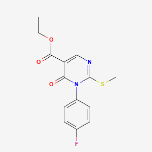 molecular formula C14H13FN2O3S B12918474 Ethyl 1-(4-fluorophenyl)-2-methylsulfanyl-6-oxo-pyrimidine-5-carboxylate CAS No. 82636-14-4