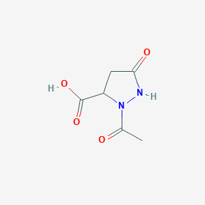 molecular formula C6H8N2O4 B12919043 2-Acetyl-5-oxopyrazolidine-3-carboxylic acid CAS No. 64154-83-2