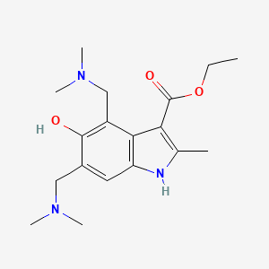 molecular formula C18H27N3O3 B12919092 ethyl 4,6-bis(dimethylaminomethyl)-5-hydroxy-2-methyl-1H-indole-3-carboxylate CAS No. 88461-89-6