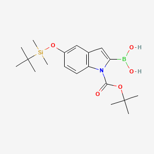 molecular formula C19H30BNO5Si B1291955 5-(tert-Butyldimethylsilyloxy)-1H-indole-2-boronic acid, N-BOC protected CAS No. 335649-61-1