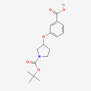 molecular formula C16H21NO5 B1291960 1-BOC-3-(3-CARBOXY-PHENOXY)-PYRROLIDINE CAS No. 250681-87-9