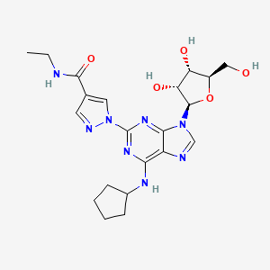 molecular formula C21H28N8O5 B12919684 N-Cyclopentyl-2-[4-(ethylcarbamoyl)-1H-pyrazol-1-yl]adenosine CAS No. 920974-60-3
