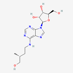 molecular formula C15H23N5O5 B12920163 (2R,3R,4S,5R)-2-(6-(((R)-4-Hydroxy-3-methylbutyl)amino)-9H-purin-9-yl)-5-(hydroxymethyl)tetrahydrofuran-3,4-diol 