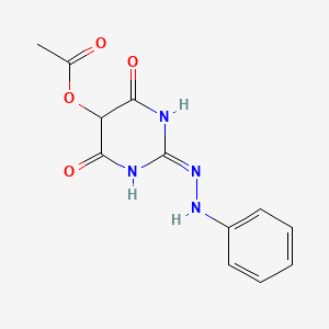 molecular formula C12H12N4O4 B12920230 2,4,6(1H,3H,5H)-Pyrimidinetrione, 5-(acetyloxy)-, 2-(phenylhydrazone) CAS No. 40598-51-4