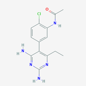molecular formula C14H16ClN5O B12920386 Acetamide, N-[2-chloro-5-(2,4-diamino-6-ethyl-5-pyrimidinyl)phenyl]- CAS No. 113338-16-2