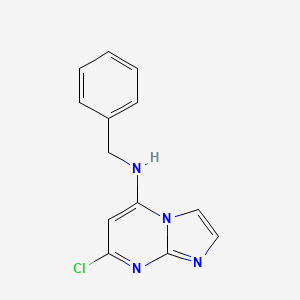 molecular formula C13H11ClN4 B12920483 Imidazo[1,2-a]pyrimidin-5-amine, 7-chloro-N-(phenylmethyl)- CAS No. 57473-37-7