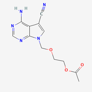 molecular formula C12H13N5O3 B12920748 2-[(4-amino-5-cyanopyrrolo[2,3-d]pyrimidin-7-yl)methoxy]ethyl acetate CAS No. 120386-04-1