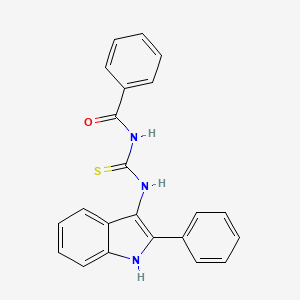 molecular formula C22H17N3OS B12920927 N-(((2-Phenyl-1H-indol-3-yl)amino)thioxomethyl)benzamide CAS No. 126193-38-2