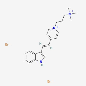 molecular formula C21H27Br2N3 B12921091 4-(2-Indol-3-ylvinyl)-1-(3-(trimethylammonio)propyl)pyridinium dibromide CAS No. 21074-54-4