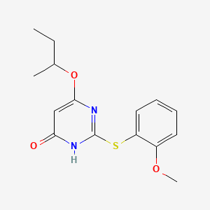 molecular formula C15H18N2O3S B12921876 4(1H)-Pyrimidinone, 2-((2-methoxyphenyl)thio)-6-(1-methylpropoxy)- CAS No. 284681-74-9