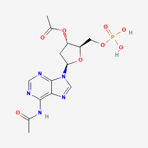 molecular formula C14H18N5O8P B12922016 N-Acetyl-3'-O-acetyl-2'-deoxyadenosine 5'-(dihydrogen phosphate) CAS No. 51246-81-2