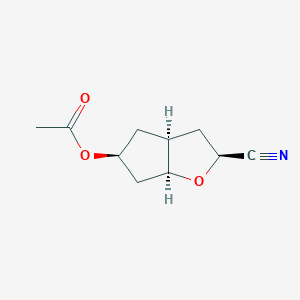 molecular formula C10H13NO3 B129224 2H-Cyclopenta[b]furan-2-carbonitrile,5-(acetyloxy)hexahydro-,[2S-(2-alpha-,3a-bta-,5-alpha-,6a-bta-) CAS No. 148217-22-5